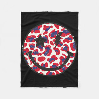 Lächeln in Leopard Print mit US-Flagge Farbe unabh Fleecedecke