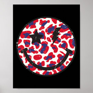 Lächeln in Leopard Print mit US-Flagge Farbe unabh Poster