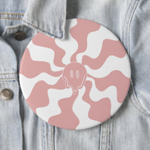 Lächeln in Rosa und Weiß Button