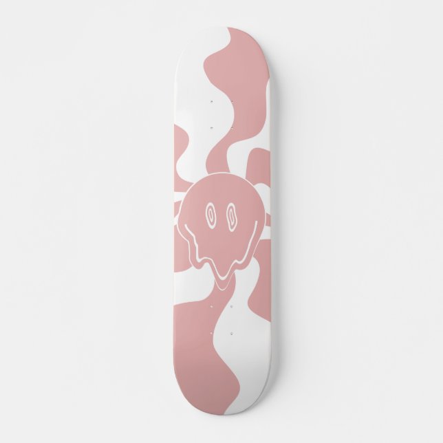 Lächeln in Rosa und Weiß Skateboard (Vorne)