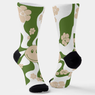 Lächeln in Weiß, Sand und Palm Green Socken