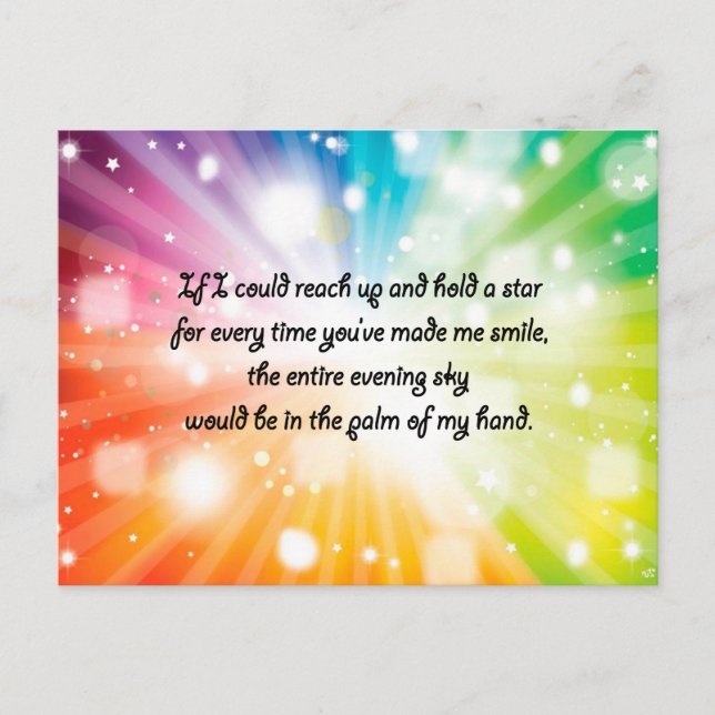 Lächeln Inspiration Happy Zitat Star Regenbogen Postkarte (Vorderseite)