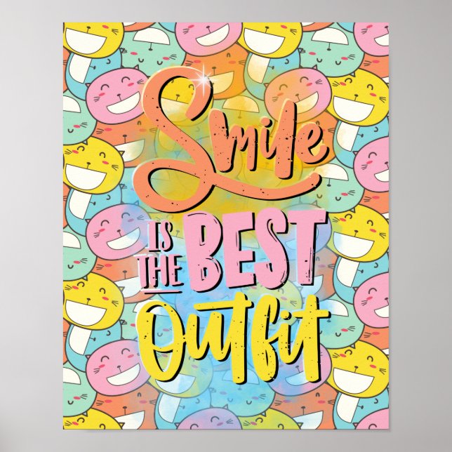 Lächeln ist das beste Outfit! Motivierend Poster (Vorne)
