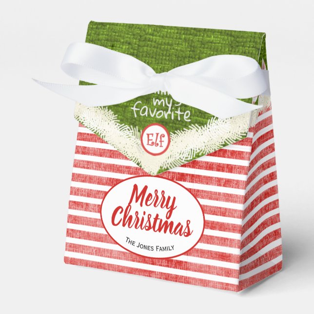 "Lächeln ist mein Lieblingsangebot" Weihnachts-Elf Geschenkschachtel (Vorderseite)