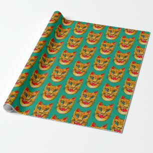 Lächeln Jaguar Wasserfarben-Musterpapier Geschenkpapier