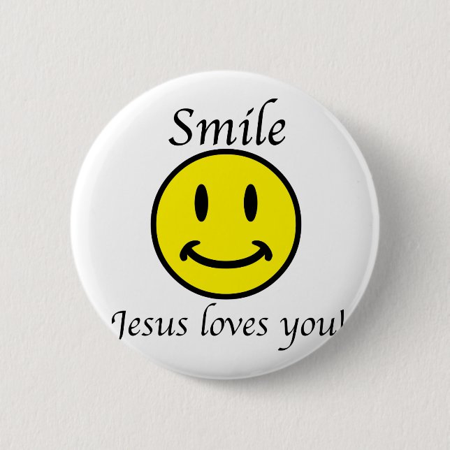 Lächeln, Jesus-Lieben Sie Button (Vorderseite)