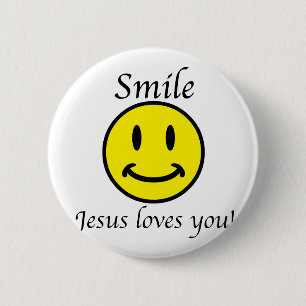 Lächeln, Jesus-Lieben Sie Button