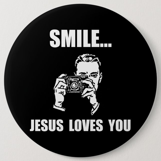 Lächeln-Jesus-Lieben Sie Button (Vorderseite)