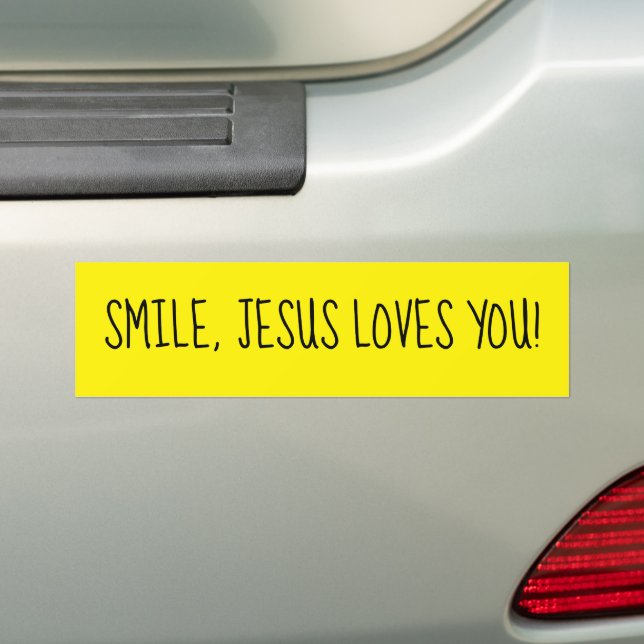 Lächeln, Jesus Lieben Sie gelb glücklichen Sonnens Autoaufkleber (Auf Auto)
