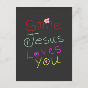 „Lächeln Jesus liebt dich“ christlicher Spruch Postkarte
