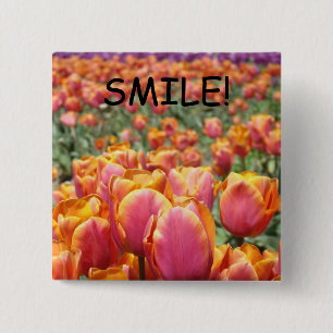 LÄCHELN! Knöpfe Tulpen Blumen Rosa Orange Tulpen Button