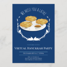 Lächeln Latkes Blue White Virtual Hanukkah Party