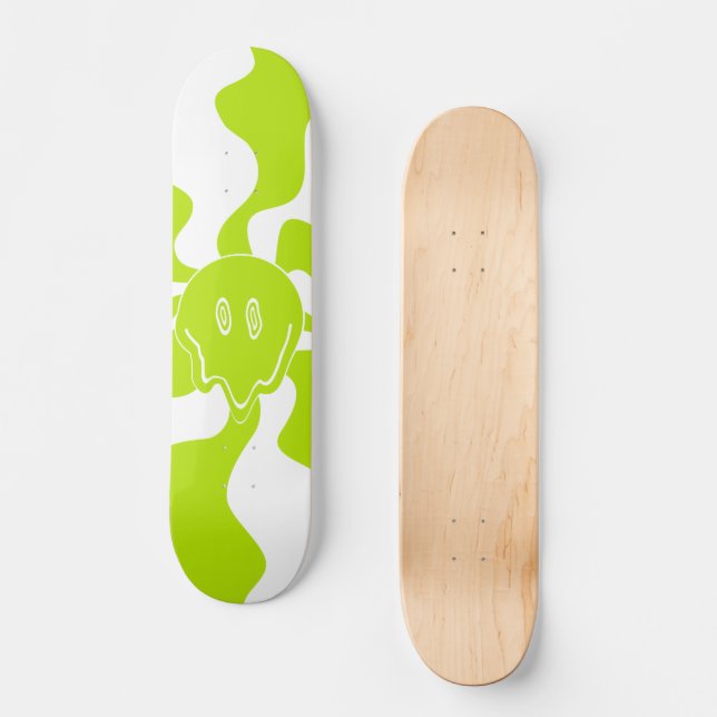 Lächeln Melt - Kalkgrün und Weiß Skateboard (Vorderseite)
