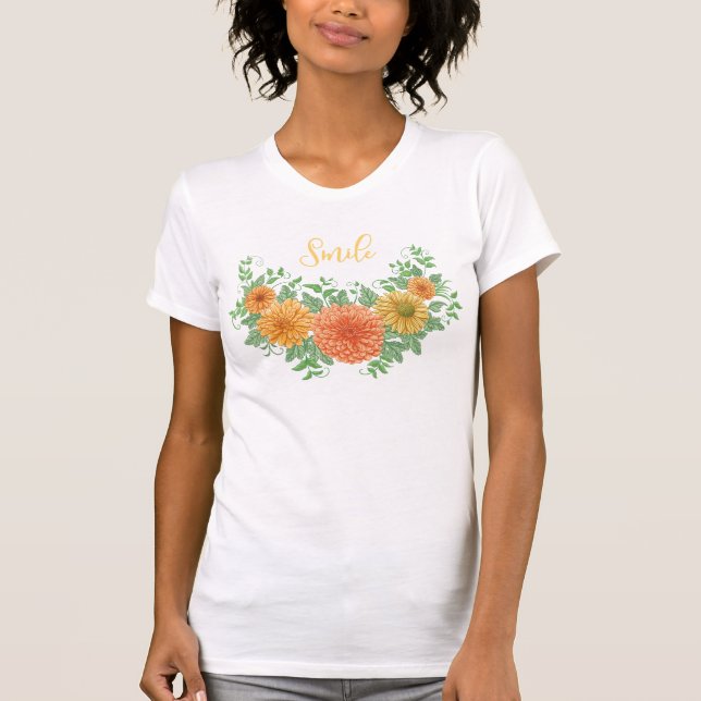 Lächeln mit Blume T-Shirt (Vorderseite)