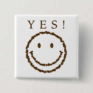 Lächeln mit Kaffeebohnen Button