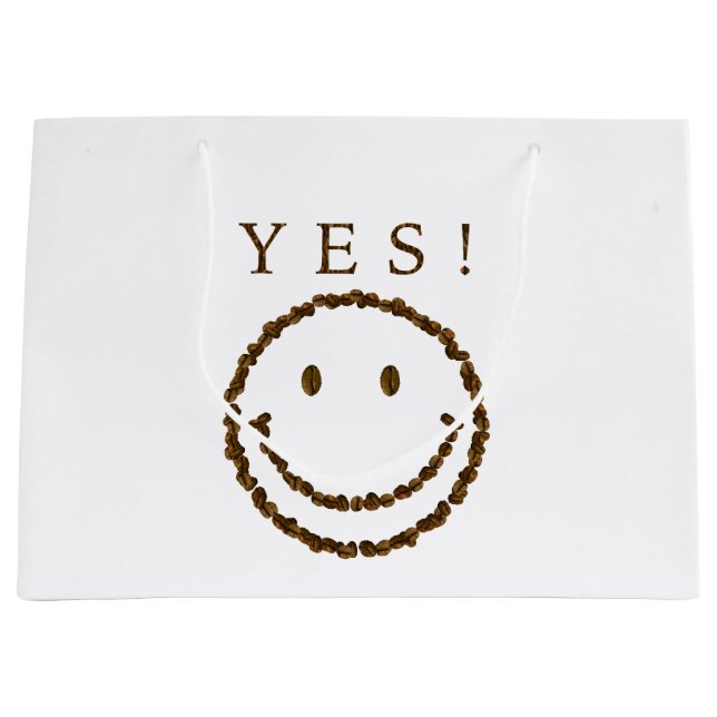 Lächeln mit Kaffeebohnen Große Geschenktüte (Vorderseite)