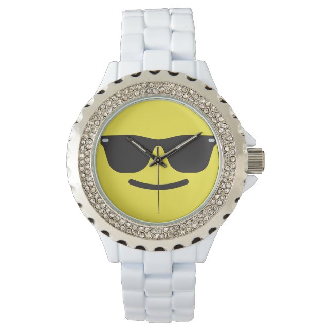 Lächeln mit Sonnenbrille Emoji Armbanduhr (Vorderseite)