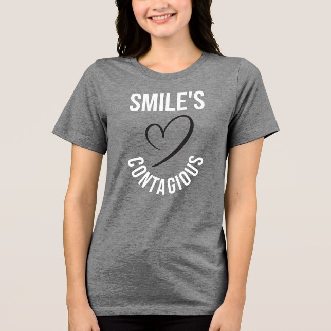 "Lächeln" motivierend Sprichwort-Design Tri-Blend Shirt (Vorderseite)