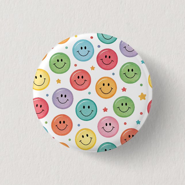 Lächeln Muster Emoji Button (Vorderseite)