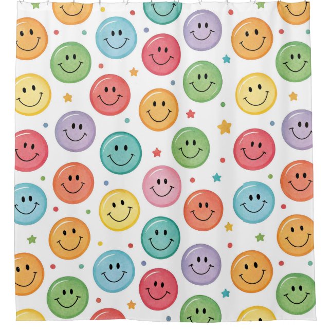 Lächeln Muster Emoji Duschvorhang (Vorderseite)