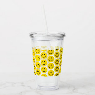 Lächeln Muster glücklich Gesicht Emoji Kinder Spaß Acryltrinkbecher