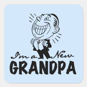Lächeln neue Großvater T - Shirt und Geschenke Quadratischer Aufkleber