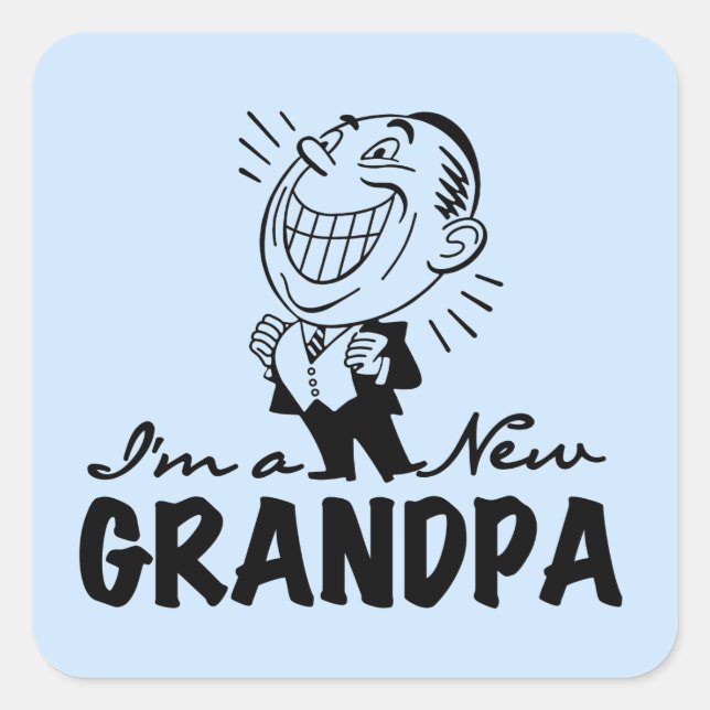 Lächeln neue Großvater T - Shirt und Geschenke Quadratischer Aufkleber (Vorderseite)