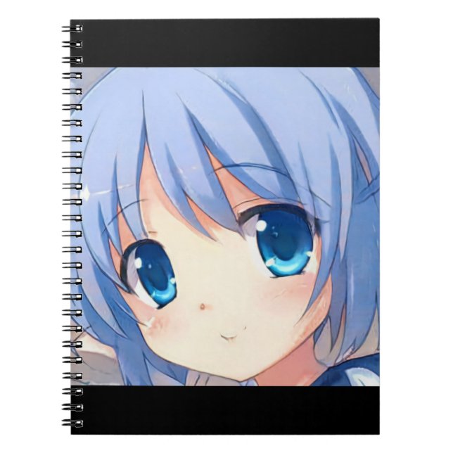 Lächeln niedliche Anime Manga Mädchen blaue Augen  Notizblock (Vorderseite)