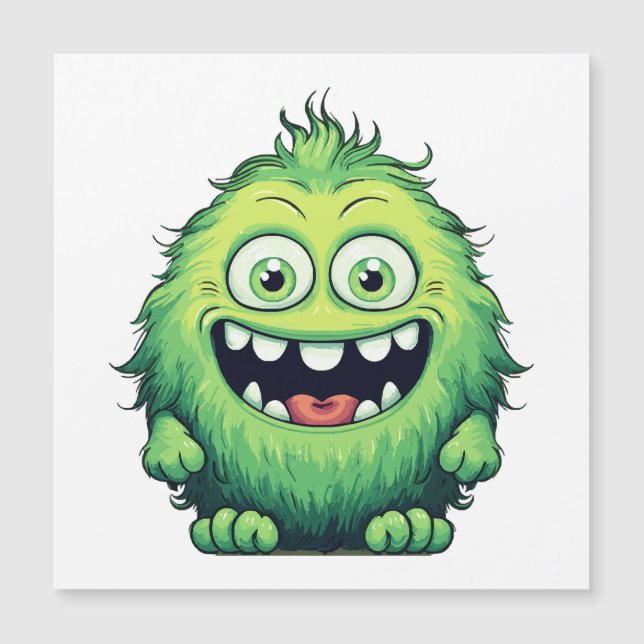 Lächeln Niedlicher grüner Monster-Cartoon Magnetkarte (Vorderseite)
