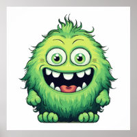 Lächeln Niedlicher grüner Monster-Cartoon