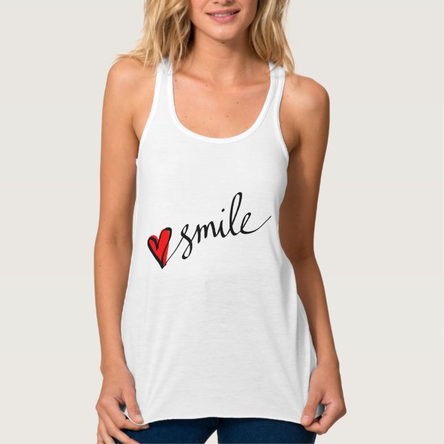 Lächeln-niedliches rotes Herz-Typografie-Skript Tank Top (Vorderseite)