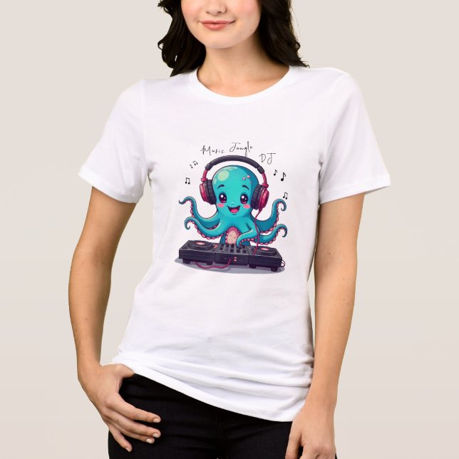 Lächeln Octopus DJ, Happy Music Jungle T - Shirt (Vorderseite)