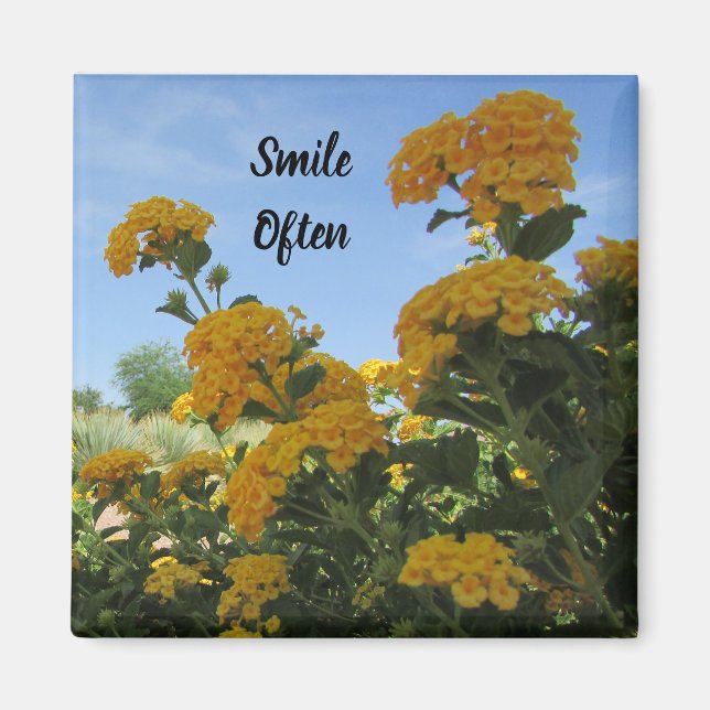 Lächeln Oft lebhaft Gelbe Blume Foto Garten Blühen Magnet (Vorne)