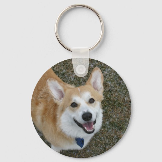 Lächeln Pembroke Welsh Corgi Schlüsselanhänger (Vorderseite)