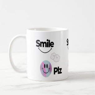 Lächeln, Positiv und Glück mit diesem Saubermachen Kaffeetasse