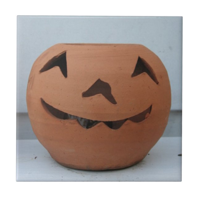 Lächeln Pumpkin Fliese (Vorderseite)