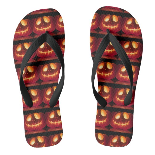 Lächeln Pumpkin Halloween Jahreszeit Flip Flops (Fußbett)