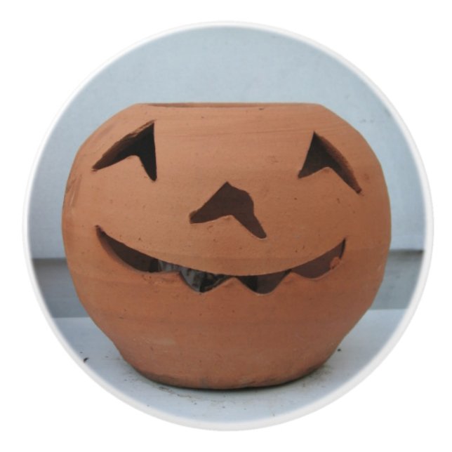 Lächeln Pumpkin Keramikknauf (Vorderseite)