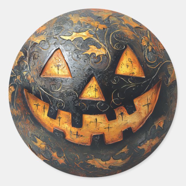 Lächeln Pumpkin Runder Aufkleber (Vorderseite)