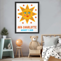 Lächeln Retro Sun CUSTOM BABY NAME BIRTHDATATE Art