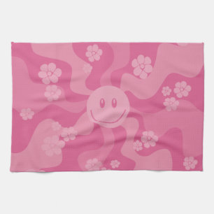 Lächeln - Rosa Geschirrtuch