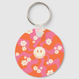Lächeln - Rosa, Orange und Creme Schlüsselanhänger