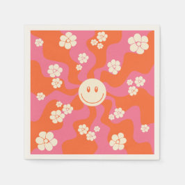 Lächeln - Rosa, Orange und Creme Serviette
