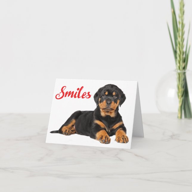 Lächeln Rottweiler Welpe Dog Denken Sie an Sie, Ha Karte (Vorderseite)