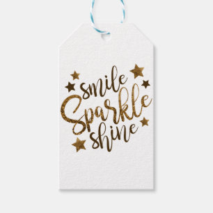 LÄCHELN-SCHEINSHINE, GOLDENER GLITZER-STERN GESCHENKANHÄNGER