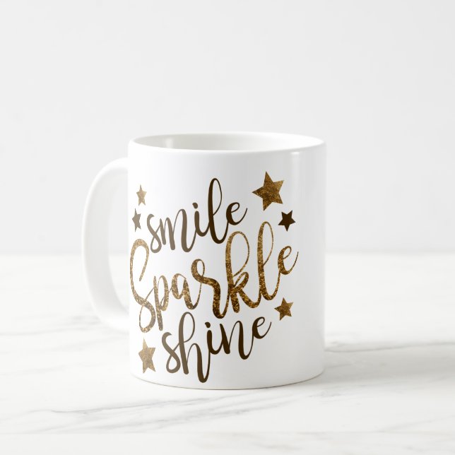 Lächeln-ScheinShine - Sterngoldbeschriftungs-Tasse Kaffeetasse (Vorderseite Links)