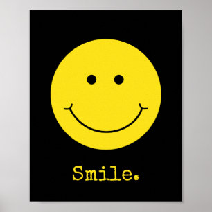 Lächeln Schwarz-Gelb-Gesicht Grin Typografie Poster