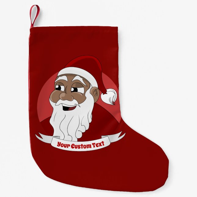 Lächeln schwarzen Santa Claus Cartoon Kleine Weihn Kleiner Weihnachtsstrumpf (Vorderseite)