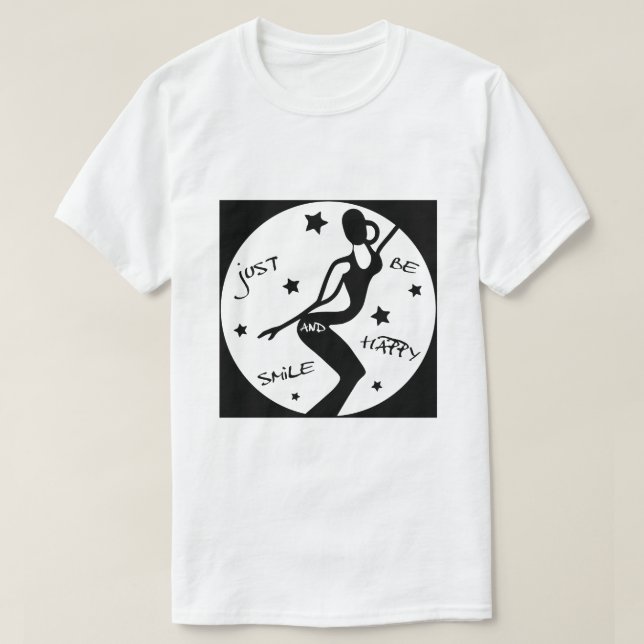 Lächeln Sie einfach und seien Sie glücklich, lusti T-Shirt (Design vorne)