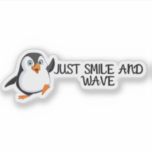Lächeln Sie einfach und wehen Pinguin Aufkleber